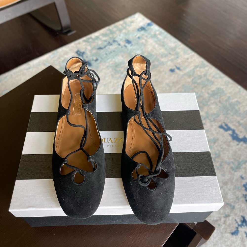 Black Aquazzura Belgravia Ballet Flats Size 7